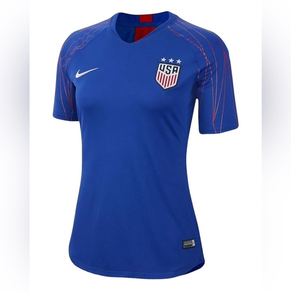 Nike USA Soccer Dri Fit Crew Neck Blue Tee Shirt Jersey Size S - Picture 1 of 9